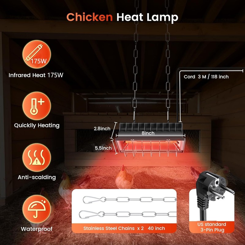 HEYOUTH Heat Lamp Chickens, Red Light Lamp Heat Lamp Chick