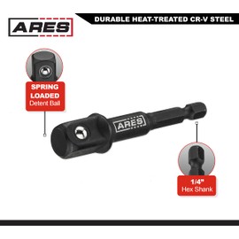 ARES 22048 – 2-Pack 3-Inch Impact Grade Socket Adapter Set - Turns Impact Drill Driver into High Speed Socket Driver - 1/4-Inch, 3/8-Inch, and 1/2-Inch Drive