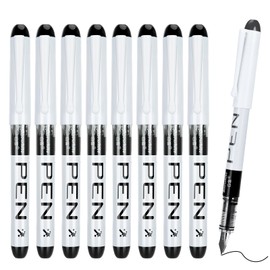 FRIUSATE 9 Black Fountain Pens Disposable for Writing EF Nib Black Ink Fine Point Pen Set Smooth Writing for Journaling Sketching Lettering Text Highlighting Calligraphy Office School