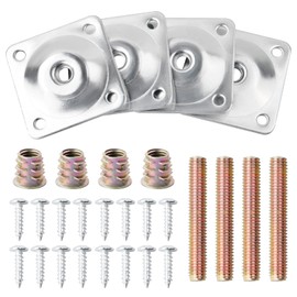 Catime Set of 4 Furniture Leg Mounting Plates with Bolt Screws, M8 Furniture Leg Mounting Plates, Furniture Feet Mounting Plates, Bracket Mounting for Sofa, Couch, Seats, Chair, Table, Furniture Legs