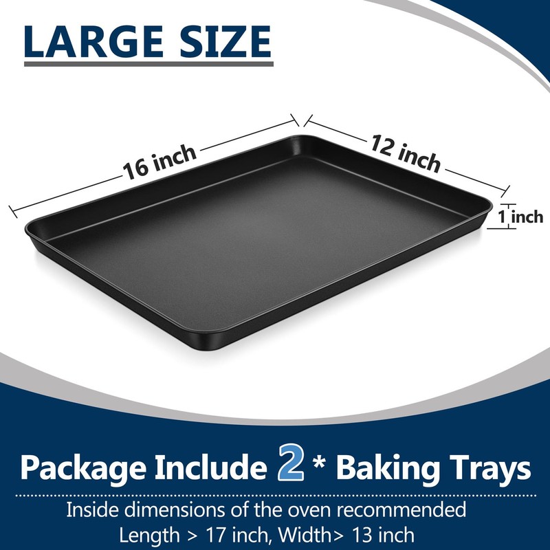 P&P CHEF 16 Inch Baking Cookie Sheet Pan, Carbon Steel