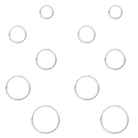 5 Pairs of Silver Hoop Earrings –Hoops in 925 Sterling Silver, Classic and Elegant, Perfect for Everyday Wear