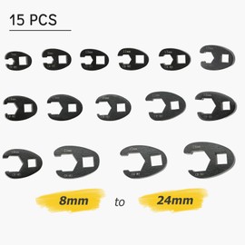Acymner Crowfoot Flare Nut Wrench Set | 15PCS Metric Crows Foot Wrench Kit for 3/8in and 1/2in Drive Ratchet 8mm to 24mm