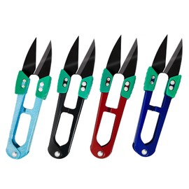 HAISHANG 4Pcs Sewing Scissors,Fabric Scissors,Tailor Dressmaking Crochet Scissors with Clip,Yarn Thread Snippers,U-Shaped Trimming Nipper for Fabrics Cutting,Plants,DIY Supplie