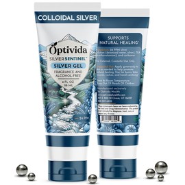OPTIVIDA Colloidal Silver Gel for Wound Care, Natural Topical Skin Healing | Nano-Silver Topical Gel for Wounds, Burns, Rashes, Skin Irritations, Unscented (4 Oz.)