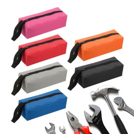 HARFINGTON 6pcs Zipper Utility Tool Bag 9.8x3.3x2.8 Inch Multi-purpose Oxford Cloth Tote Tool Pouch Small Organize Bags for Storage Various Electrician Tools Screwdrivers, 6 Color