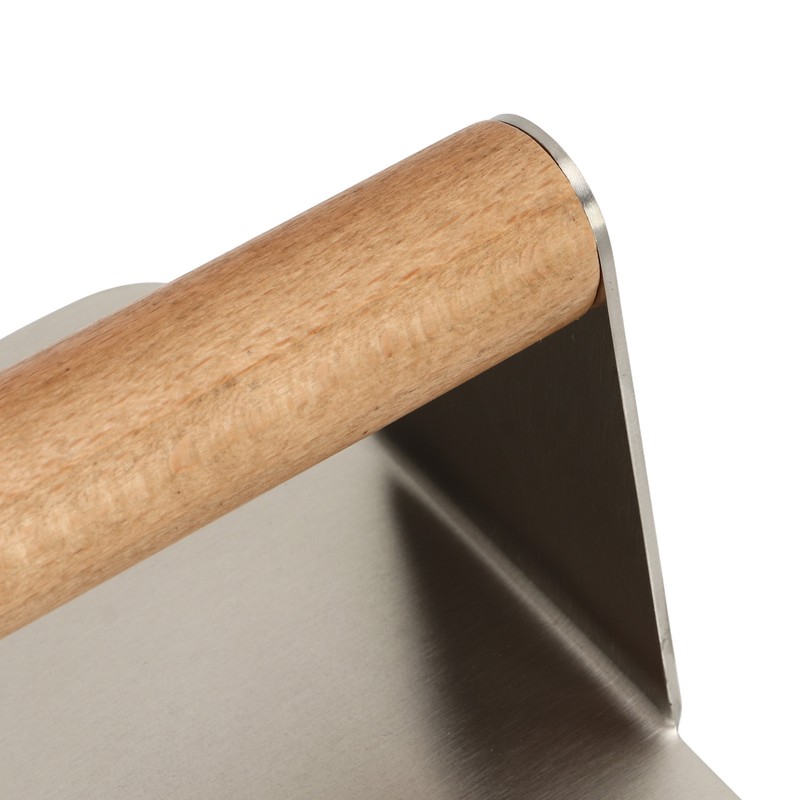 Burger Smasher 304 Stainless Steel Square Handheld Burger Press Wooden