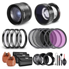NEEWER 52 mm Lens and ND Filter Set Wide Angle / 2.2x Telephoto Lens for 18 mm 85 mm APS C Lens, Close-up Filter (+1+2+4+10) Macro/UV/CPL (Polarising Filter)/FLD/ND2 ND4 ND8 Grey Filter