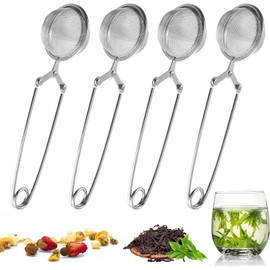 4Pcs Infusor de Té Acero Inoxidable con Asa, Filtro de Especias | Filtro de Té de Malla Fina Reutilizable, Hojas de Té Hierba Malla Filtro de Bola