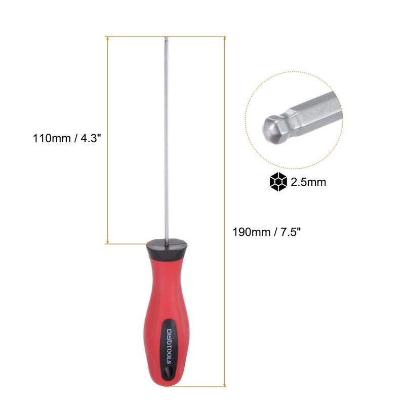 sourcing map Ball Head Hex Screwdriver 2.5mm x 110mm Magnetic