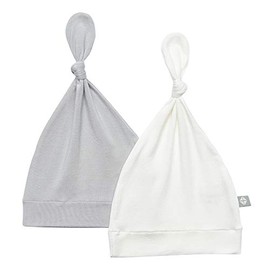 KYTE BABY Rayon Made from Bamboo Baby Beanie Hats Soft Knotted Caps - 2 Pack (Newborn, Storm/Cloud)