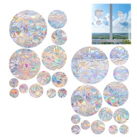 Landrain Pack of 26 Waterproof Removable Window Suncatcher Stickers, Bird Protection for Glass Panes, Rainbow Spaces, Prism Window Stickers