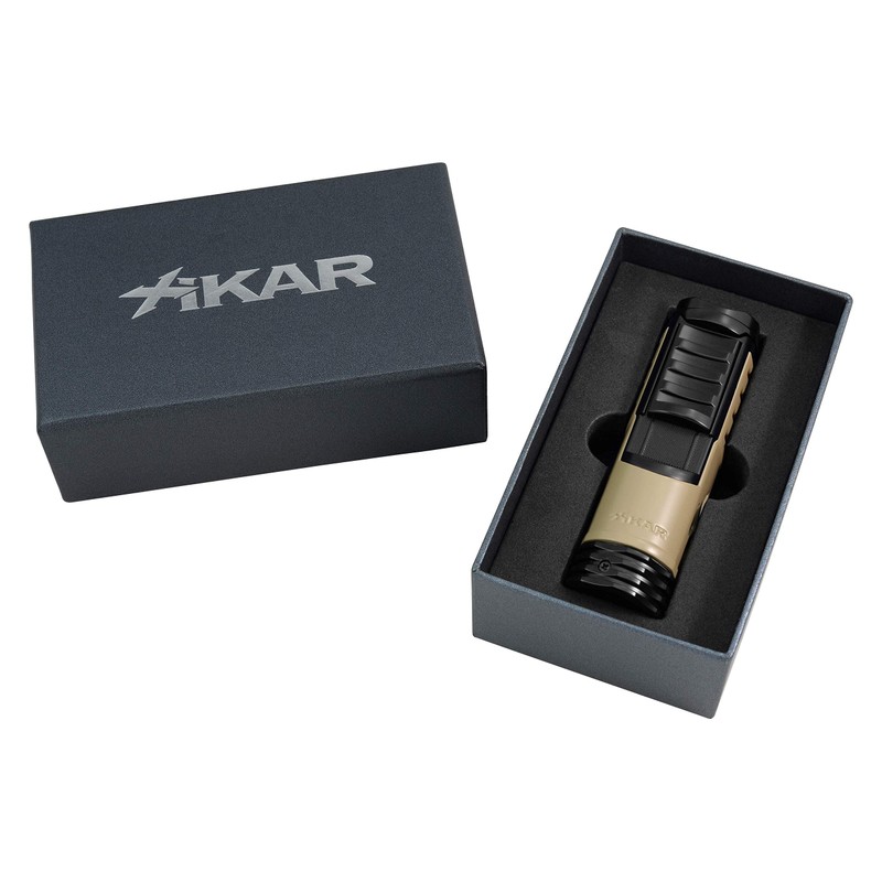XIKAR Tactical Single-Jet Lighter, Tan and Black - Powerful Flame,