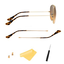 HiCycle2 Replacement Arm Temple Tips for RB3025 Sunglasses Repair Kit Parts ((gold) Temple Arms+(amber) Temple Tips)