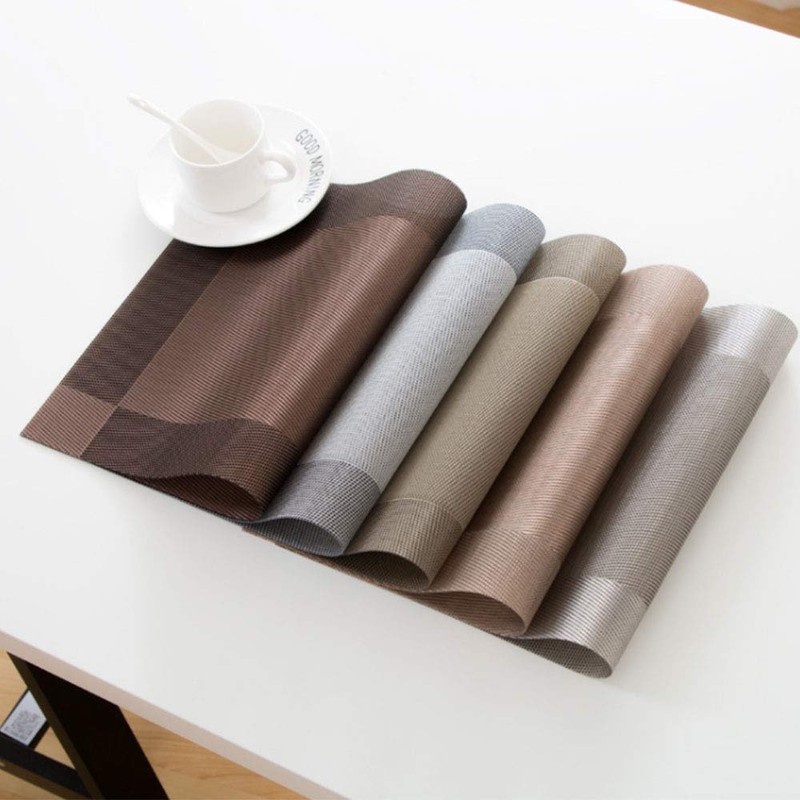4PCS Table Placemats, PVC Dining Table Mats Woven Vinyl Table