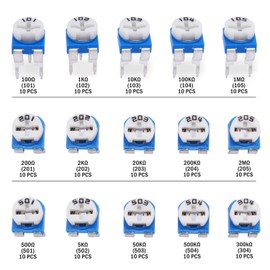 TWTADE 150 Pcs 15 Value 100 ohm- 2M ohm Trimpot Variable Resistor 6mm Potentiometer Assortment Kit Package in a Clear Plastic Box CA-DWJ-150P