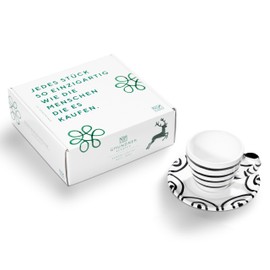 GMUNDNER KERAMIK Espresso for you Gourmet Crockery Set, Black Flamed Tableware, Handmade in Austria