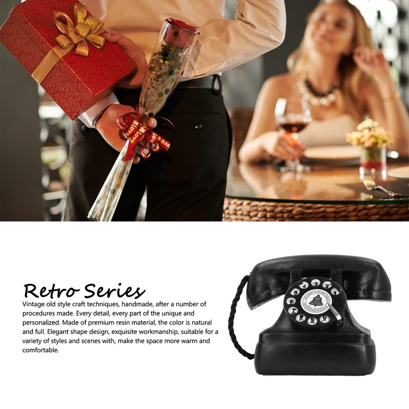 Decorative Telephone Creative Synthetic Resin Rotary Dial Retro Telephone Ornament