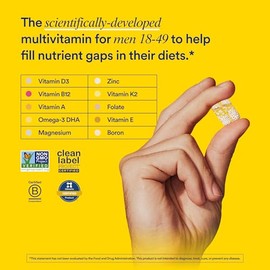 Ritual Men’s 18+ Daily Multivitamin - Key Essential Vitamins and Minerals to Support Energy, Muscle, Heart, Brain Health* - Including Zinc, D3, B12, A