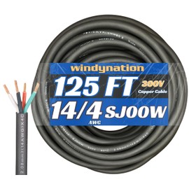125 Feet 14/4 SJOOW Cable Cord 14 AWG 4 Conductor SO Wire - 14 Gauge 4 Conductor (14/4 Wire) 300V Portable Power Extension Cable for Motor Leads, Portable Lights, Battery Chargers