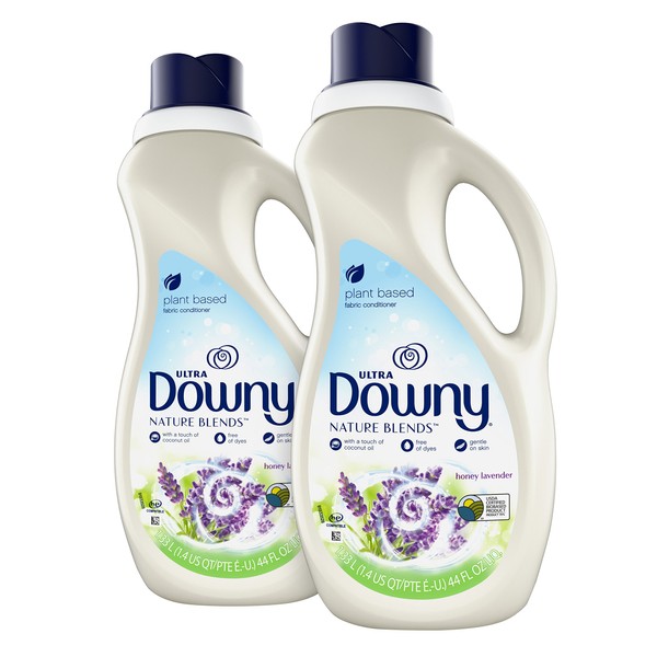 Downy Nature Blends Laundry Fabric Softener Liquid, Honey Lavender, 44 Oz Bottles, 2 Pack, 104 Loads Total