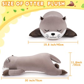 Auspicious beginning 30'' Giant Otter Plush Stuffed Animal- Otter Plush Pillow Plushies, Large Sleeping Body Pillow Plush Toy, Cute Hugging Stuffed Animal, Birthday Gifts for Kids Girls Boys