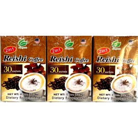 Longreen 2-In-1 Premium Quality Reishi Coffee 30 Sachets x 18g ( Pack of 3 )