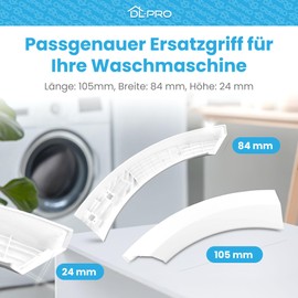 DL-pro Door Handle for Gorenje 333855 349966 Replacement Handle 105 x 84 mm Plastic White Handle for Washing Machine Front Loader