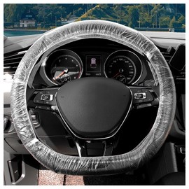 100PCS Disposable Car Steering Wheel Cover,Water and Dust Resistant Car Wheel Cover for 11.8-21.6 Inch OD Steerings,Universal PE Plastic Truck Steering Wheels Covers