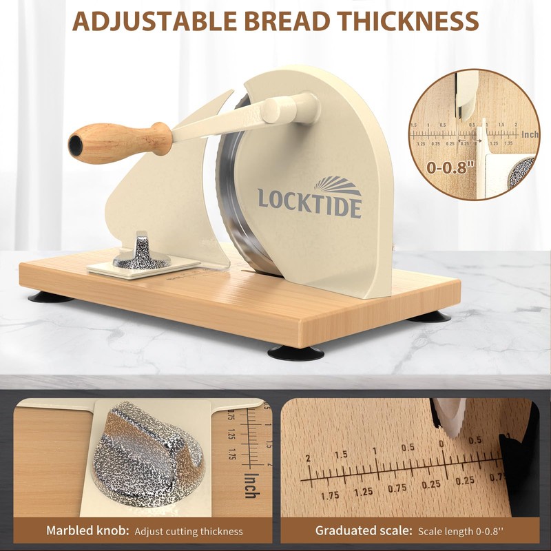 Manual Bread Slicer for Homemade Sourdough Bread, Hand Crank Bread