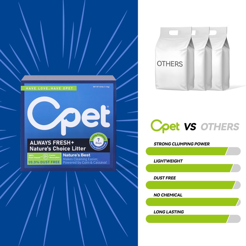 OPET Corn & Cassava Cat Litter, Natural Sustainable Ingredients, Quick
