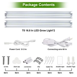 TVTUTPWY Grow Light T5 1.4Ft (2pcs x 10 Watts),5000k White Full Spectrum LED Lamp Plant Light Strips for Indoor Plant Growing,End-to-End Connectable with V-Shaped Reflector
