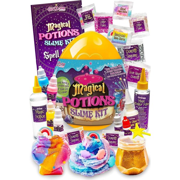 GirlZone Magic Potion Slime Kit for Girls, Slime Making Kit to Make 6 Slime Potions and Glow in The Dark Slime for Kids, Fun for Kids