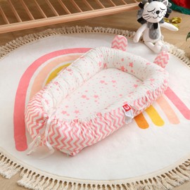 Baby Lounger, Snuggle Nest for Infant 0-24 Months, Co Sleeper for Newborn Bassinet, 100% Cotton Soft Breathable Portable Infant Floor Seat, Gift for Baby Girls Boys