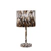 Benjara Fabric Wrapped Table Lamp with Striped Animal Print, Brown,