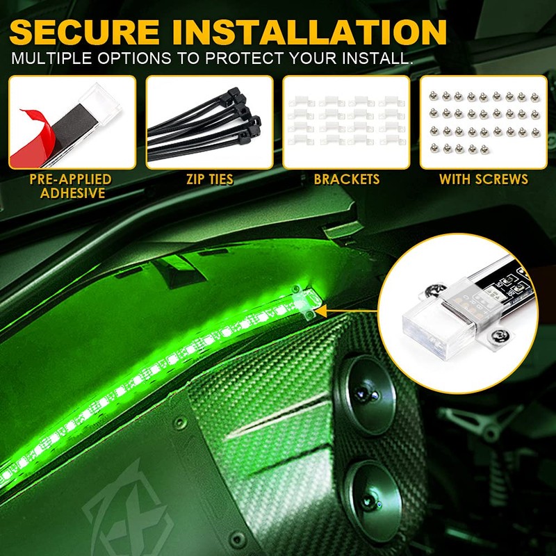 Xprite Motorcycle LED Underglow Kit, Bluetooth with Wireless Remote Control