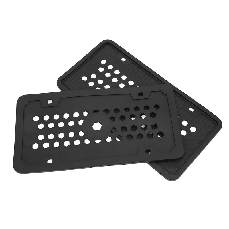 2PCS License Plate Protector Silicone Frame Soft Flexible Black 305x155mm