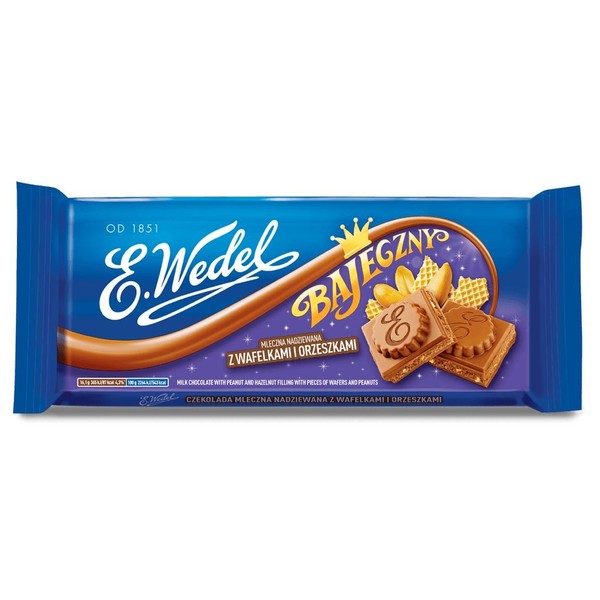 E.Wedel Bajeczny Milk Chocolate with Peanut Filling, 3.5 Ounce (Pack