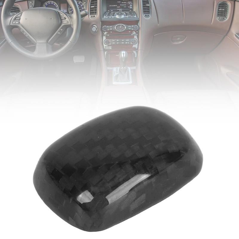 Gear Shift Knob Unlock Button Cover Carbon Fiber Shifter Lever