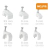 Set De Grapas Para Fijar Cable, Redondas Y Rectas Blanco