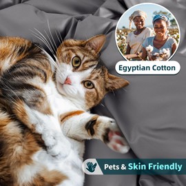 LBRO2M 100% Cotton 1200 Thread Count California King Size Sheets Set,16 inches Deep Pocket,Bed Sheet 4 Piece Sets(Grey)