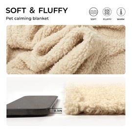 Luciphia 1 Pack 3 Calming Dog Blanket Fluffy Premium Fleece Pet Blankets Soft Sherpa Throw for Dogs Puppy Cat Beige/Pink/HazeBlue Medium (30" x20")