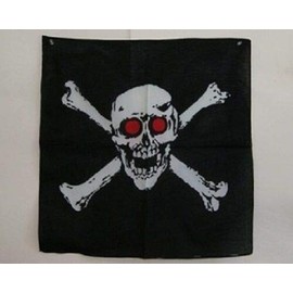 "Flags & Signs" 22"x22" Jolly Pirate Glowing Red Eyes Skull and Bandana a-1-1316