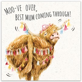 Twizler Funny Mother's Day Card - Scottish Highland Cow - Humour Happy Mothering Sunday Card for Mum Mummy - Scotland