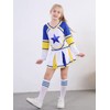 LOLANTA Girls Cheerleading Costume Kids School Cheerleader Outfit Attach Poms