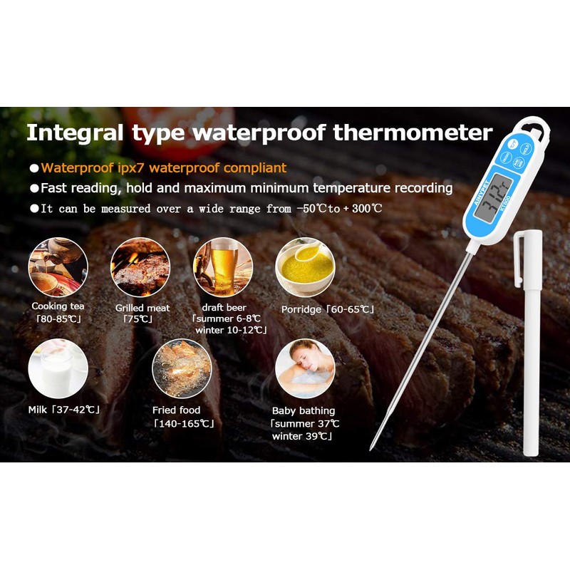 IPx7 Waterproof Digital Meat Thermometer, GXSTWU Instant Read Food Thermometer