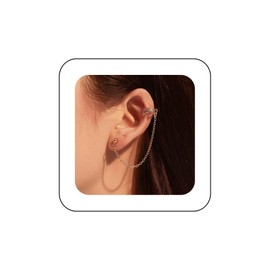 Allereya Vintage Long Chain Dangle Earrings Crown Chain Tassel Wrap Crawler Earrings Long Gold Chain Ear Cartilage Earrings Gold Crown Ear Cuff Earrings Jewelry for Women and Girls (Gold)