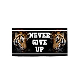 Microfiber Printed Towels Tiger Never Give Up Bench Gym Weights Quick Dry Sports Non Slip 50x100cm