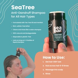 SeaBar Shampoo & Conditioner Bar Set - All Natural Hair Shampoo - Vegan, Sulfate-Free, Eco Friendly Zero Waste Reusable Packaging with Travel Containers, SeaTree Oil