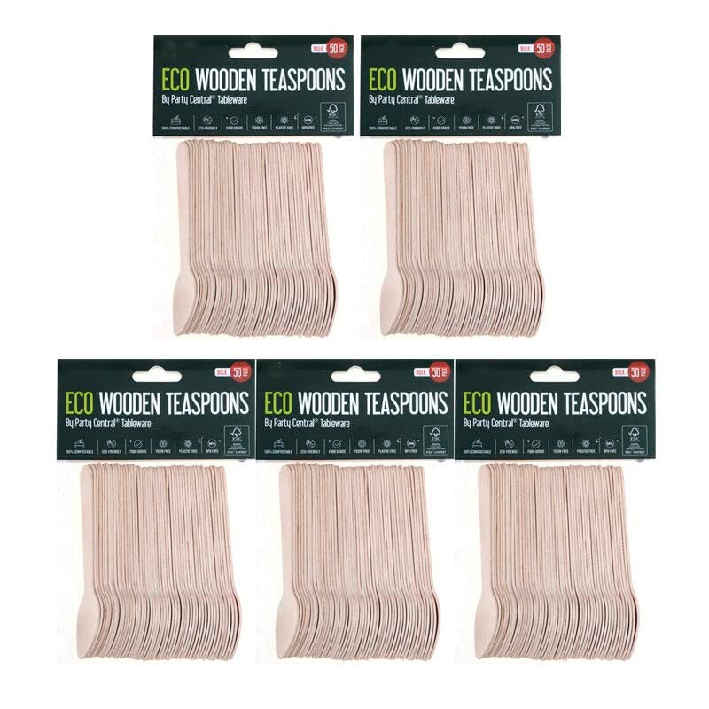 250PCS Wooden Cutlery Teaspoon Eco-Friendly 11cm Party Home Kitchen Utensil